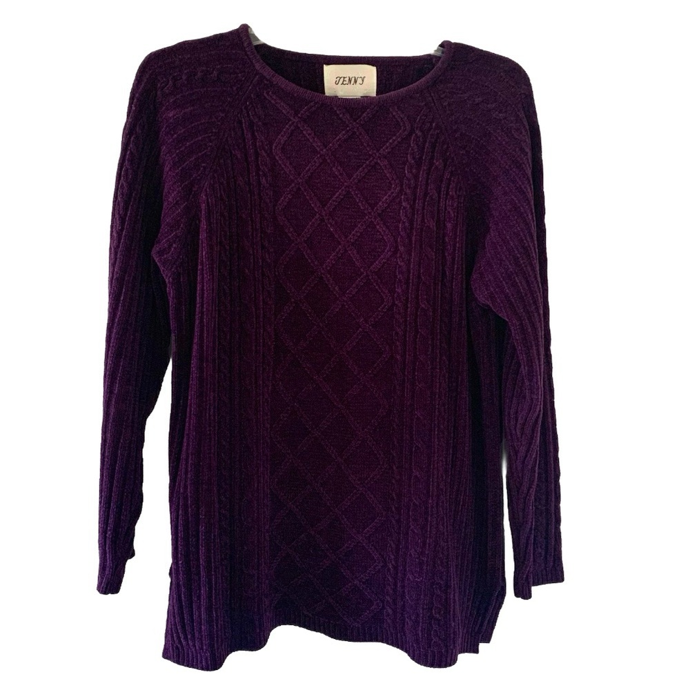 Vintage Jenny Chenille Knit Purple Sweater/Pullover/Tunic Sz M